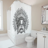 Geïnspireerde Franse hond in oorlogsbonnet Douchegordijn (In situ)