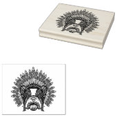 Geïnspireerde Franse hond in oorlogsbonnet Rubberstempel (Gestempeld)