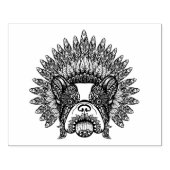 Geïnspireerde Franse hond in oorlogsbonnet Rubberstempel (Afrduk)