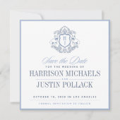 -geïnspireerde Frenchie Crest Save the Date Kaart (Voorkant)