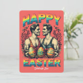-geïnspireerde Gay Couple kunstwerk Paas Kaart (Staand voorkant)