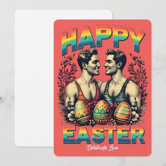 -geïnspireerde Gay Couple kunstwerk Paas Kaart (Voorkant / Achterkant)