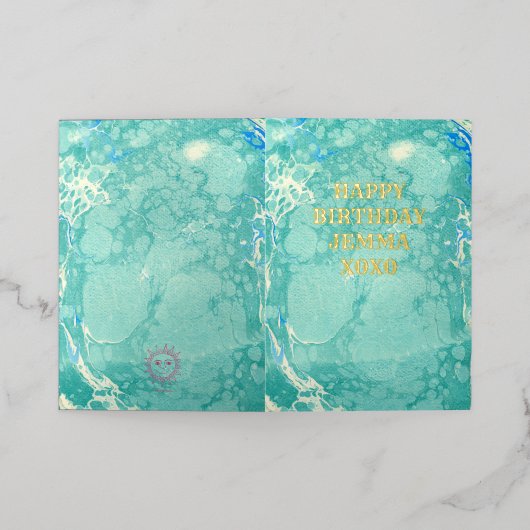 -geïnspireerde gemarmerd Wenskaart met Custom Folie Feestdagenkaart (Buiten Laag)