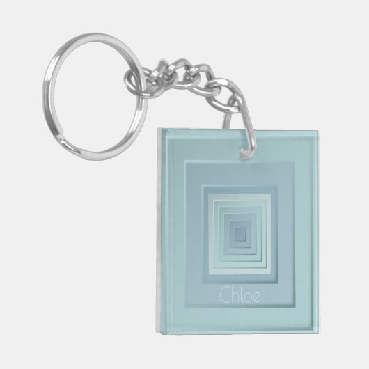  geïnspireerde geometrische vierkanten sleutelhanger (Voorkant Links)