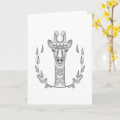 Geïnspireerde Giraffe Kaart (Gele Bloem)