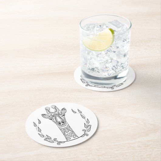 Geïnspireerde Giraffe Ronde Kartonnen Onderzetter (Insitu)