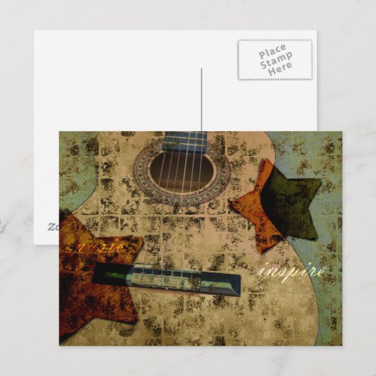 Geïnspireerde gitaarsterren briefkaart (Voorkant / Achterkant)