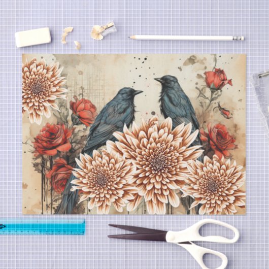  geïnspireerde gotische rozen Raven Tissuepapier (Craft)