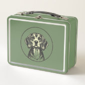-geïnspireerde Green Metal Lunchbox met Dog Des (Voorkant)