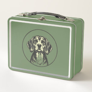 -geïnspireerde Green Metal Lunchbox met Dog Des