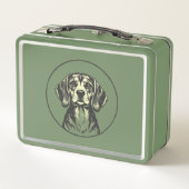 -geïnspireerde Green Metal Lunchbox met Dog Des (Achterkant)