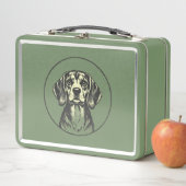 -geïnspireerde Green Metal Lunchbox met Dog Des (In situ)