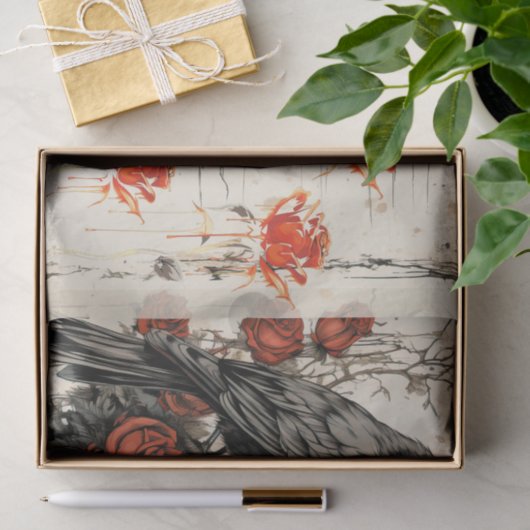  geïnspireerde grunge rode rozen Raven Tissuepapier (Geschenk)