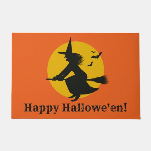 geïnspireerde Halloween Flying Witch-deurmat Deurmat (Voorkant)