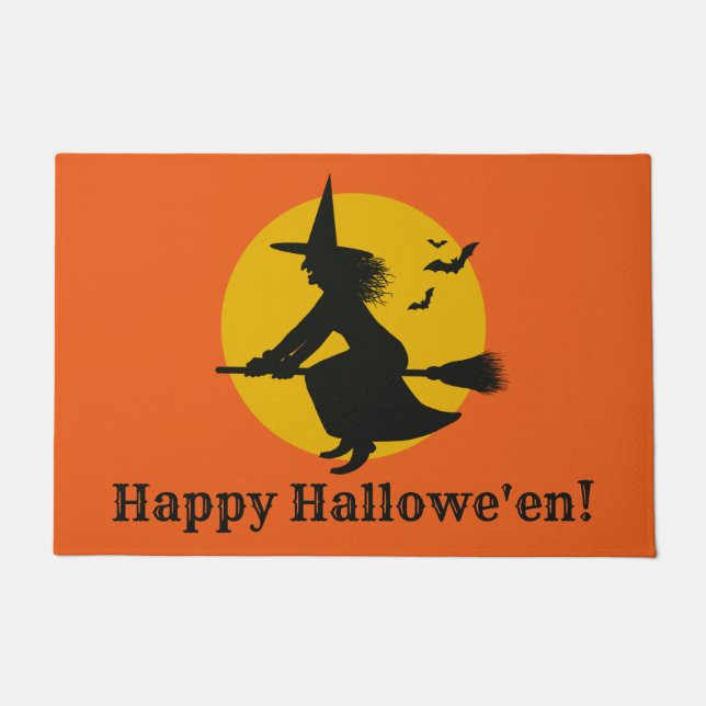  geïnspireerde Halloween Flying Witch-deurmat Deurmat (Voorkant)