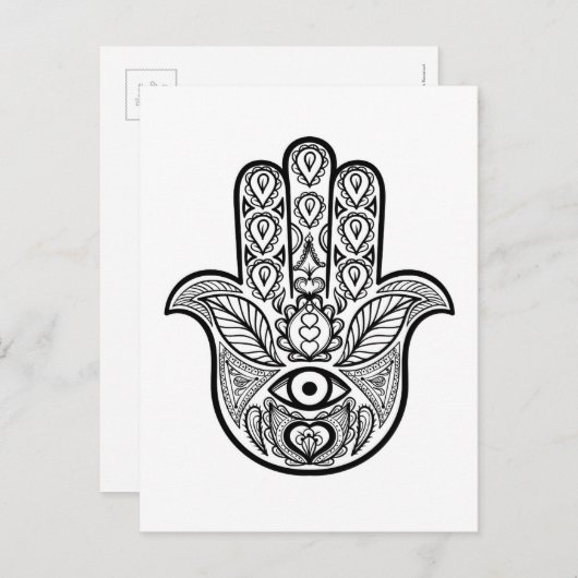 Geïnspireerde hamsa hand briefkaart (Voorkant / Achterkant)