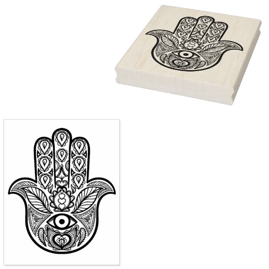 Geïnspireerde hamsa hand rubberstempel (Gestempeld)