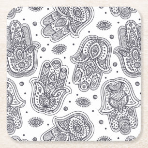 Geïnspireerde hand Drawn Hamsa Kartonnen Onderzetters