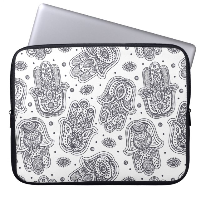 Geïnspireerde hand Drawn Hamsa Laptop Sleeve (Voorkant)