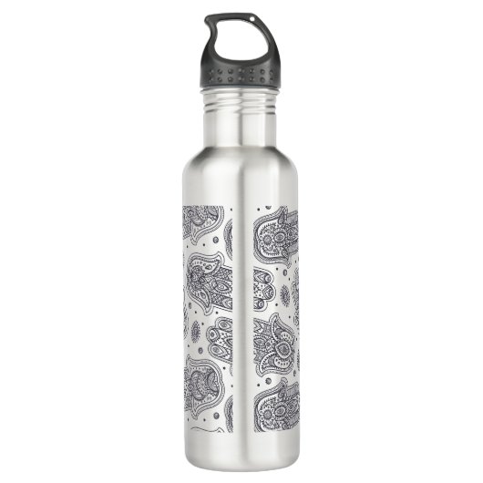 Geïnspireerde hand Drawn Hamsa Waterfles (Achterkant)