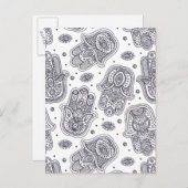 Geïnspireerde Hand getrokken Hamsa Briefkaart (Voorkant / Achterkant)