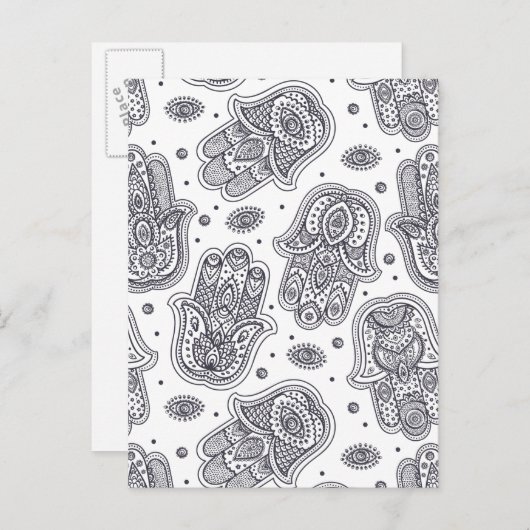 Geïnspireerde Hand getrokken Hamsa Briefkaart (Voorkant / Achterkant)