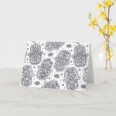 Geïnspireerde Hand Getrokken Hamsa Kaart (Gele Bloem)