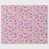 -geïnspireerde handgetekende retro kerstcadeaus cadeaupapier (Vlak)