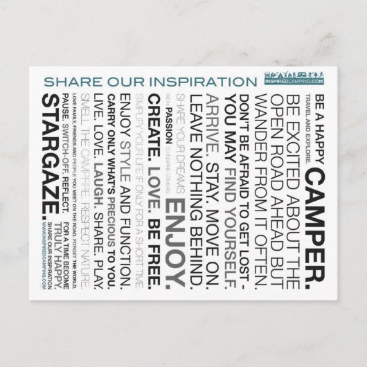 Geïnspireerde het Kamperen Mantra Briefkaarten (Voorkant)