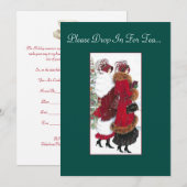 geïnspireerde Holiday Tea Party-uitnodiging. Kaart (Voorkant / Achterkant)