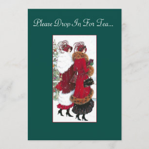 geïnspireerde Holiday Tea Party-uitnodiging. Kaart