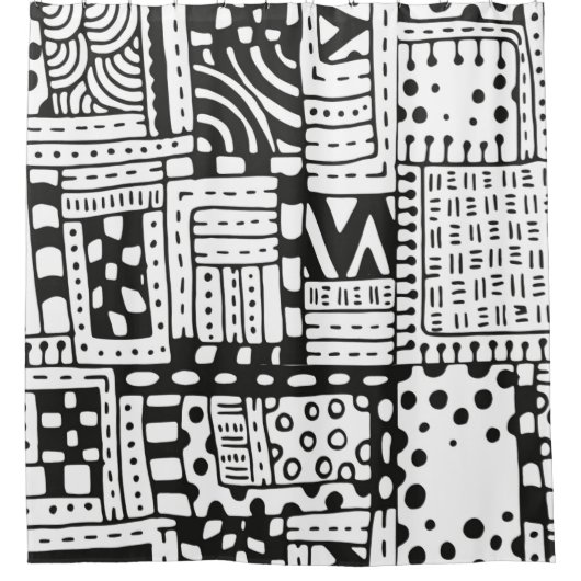 Geïnspireerde Indiase Abstracte figuren Douchegordijn (Voorkant)