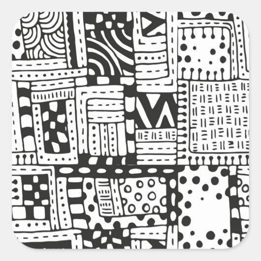 Geïnspireerde Indiase Abstracte figuren Vierkante Sticker (Voorkant)
