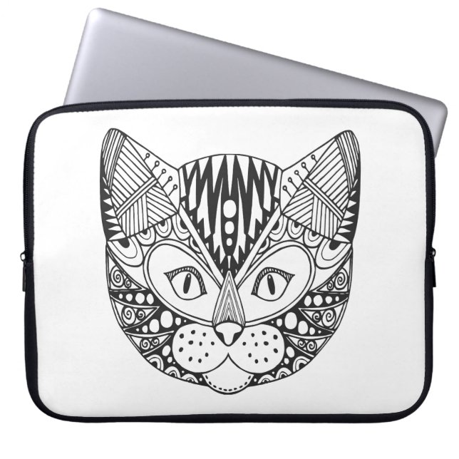Geïnspireerde kat laptop sleeve (Voorkant)