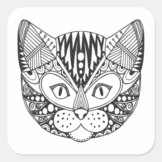 Geïnspireerde kat vierkante sticker (Voorkant)