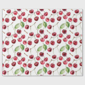  geïnspireerde kersen en bladeren cadeaupapier (Vlak)