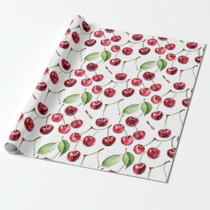 geïnspireerde kersen en bladeren cadeaupapier