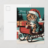 geïnspireerde kerstkat feestdagenkaart (Voorkant / Achterkant)