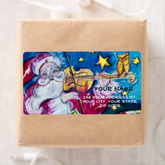 GEÏNSPIREERDE KERSTMAN SPELEN VIOOL MET UIL Kerstm Etiket (Insitu)
