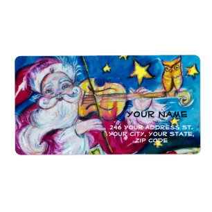 GEÏNSPIREERDE KERSTMAN SPELEN VIOOL MET UIL Kerstm Etiket