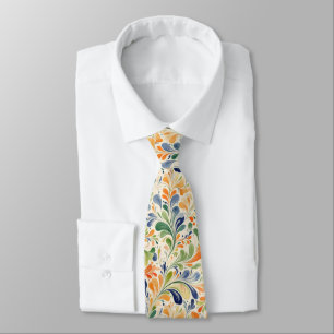 -geïnspireerde kleurrijke Paisley bladpatroon (4) Stropdas