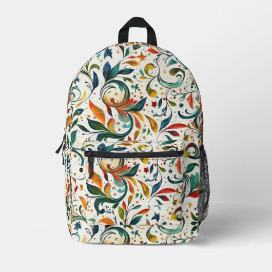 -geïnspireerde kleurrijke Paisley Leaf Pattern Bedrukte Rugzak (Voorkant)