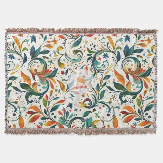 -geïnspireerde kleurrijke Paisley Leaf Pattern Deken (Voorkant)