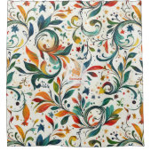 -geïnspireerde kleurrijke Paisley Leaf Pattern Douchegordijn (Voorkant)