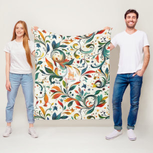 -geïnspireerde kleurrijke Paisley Leaf Pattern Fleece Deken