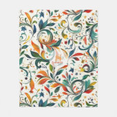 -geïnspireerde kleurrijke Paisley Leaf Pattern Fleece Deken (Voorkant)