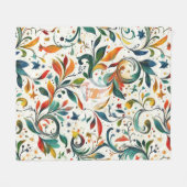 -geïnspireerde kleurrijke Paisley Leaf Pattern Fleece Deken (Voorkant (Horizontaal))