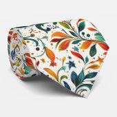 -geïnspireerde kleurrijke Paisley Leaf Pattern Stropdas (Opgerold)