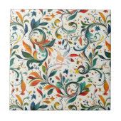 -geïnspireerde kleurrijke Paisley Leaf Pattern Tegeltje (Voorkant)
