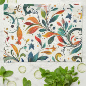 -geïnspireerde kleurrijke Paisley Leaf Pattern Theedoek (Gevouwen)